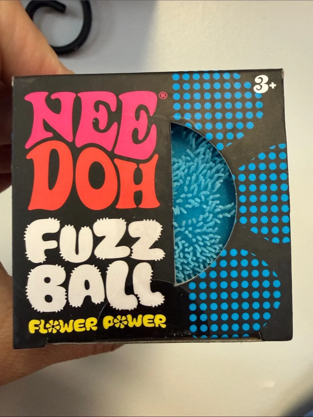 Flower Power Fuzz Ball Sensory Toy - Blue Smiley Face